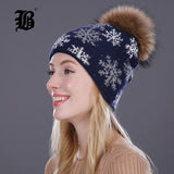 Real Mink Pom Poms Winter Hats For Women Girls Hat