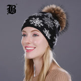 Real Mink Pom Poms Winter Hats For Women Girls Hat