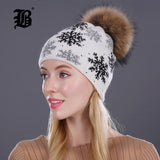 Real Mink Pom Poms Winter Hats For Women Girls Hat