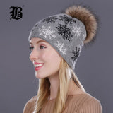 Real Mink Pom Poms Winter Hats For Women Girls Hat