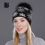 Real Mink Pom Poms Winter Hats For Women Girls Hat