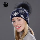 Real Mink Pom Poms Winter Hats For Women Girls Hat