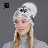 Real Mink Pom Poms Winter Hats For Women Girls Hat