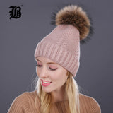Real Mink Fur Pom Poms Winter Hat