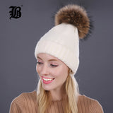 Real Mink Fur Pom Poms Winter Hat