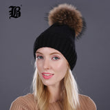 Real Mink Fur Pom Poms Winter Hat