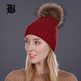 Real Mink Fur Pom Poms Winter Hat