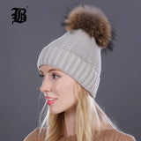 Real Mink Fur Pom Poms Winter Hat