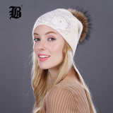 women's winter hat Rabbit fur wool Flowers Style