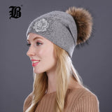 women's winter hat Rabbit fur wool Flowers Style