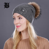 women's winter hat Rabbit fur wool Flowers Style