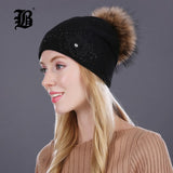 women's winter hat Rabbit fur wool Flowers Style