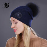 women's winter hat Rabbit fur wool Flowers Style