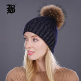 Winter Hat Lady Beanies Cap Girl Fur Pom Poms
