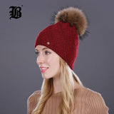 Winter fur Beanies cap pompom hat for ter hat