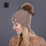 Winter fur Beanies cap pompom hat for ter hat