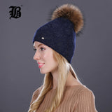 Winter fur Beanies cap pompom hat for ter hat