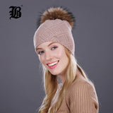Winter fur Beanies cap pompom hat for ter hat