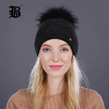Winter fur Beanies cap pompom hat for ter hat