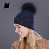 Winter fur Beanies cap pompom hat for ter hat